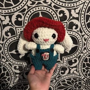 Crochet bunny with mushroom outfit